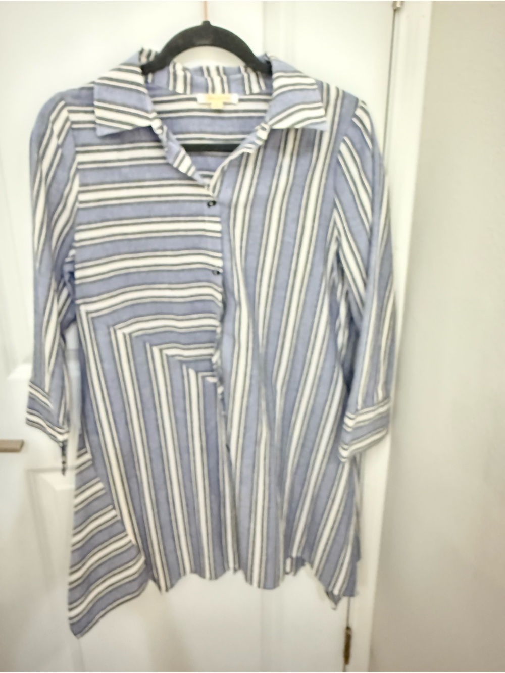 Striped Blue and White Tunic Top - Women